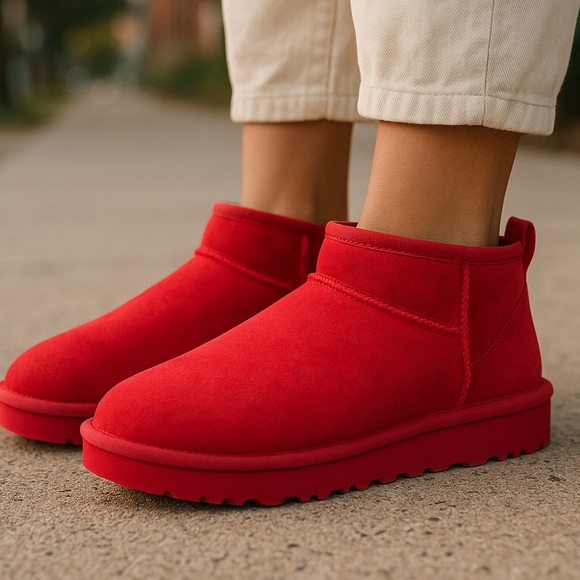 NWOT UGG Classic Kids Ultra Mini, Red, size 5 - Picture 14 of 14